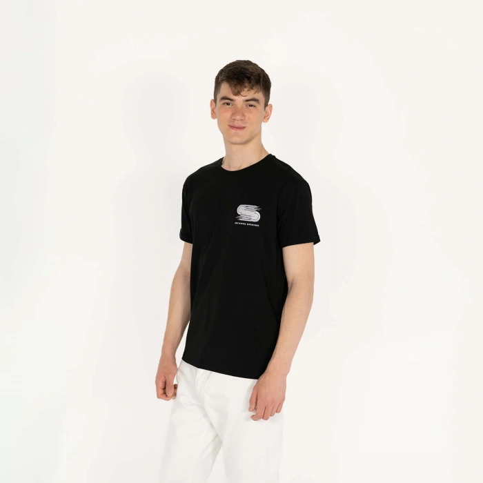 Slimfit Artificial Experience Baskılı Erkek Siyah T-Shirt