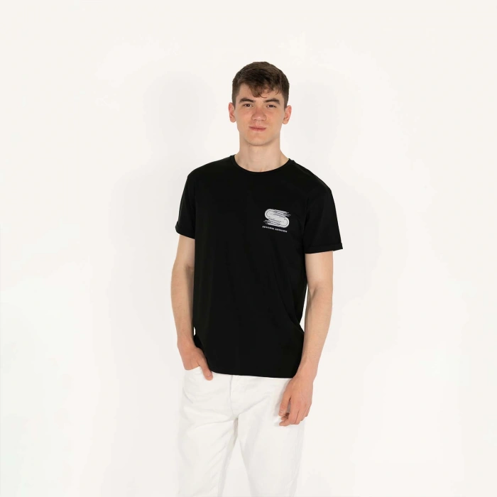 Slimfit Artificial Experience Baskılı Erkek Siyah T-Shirt
