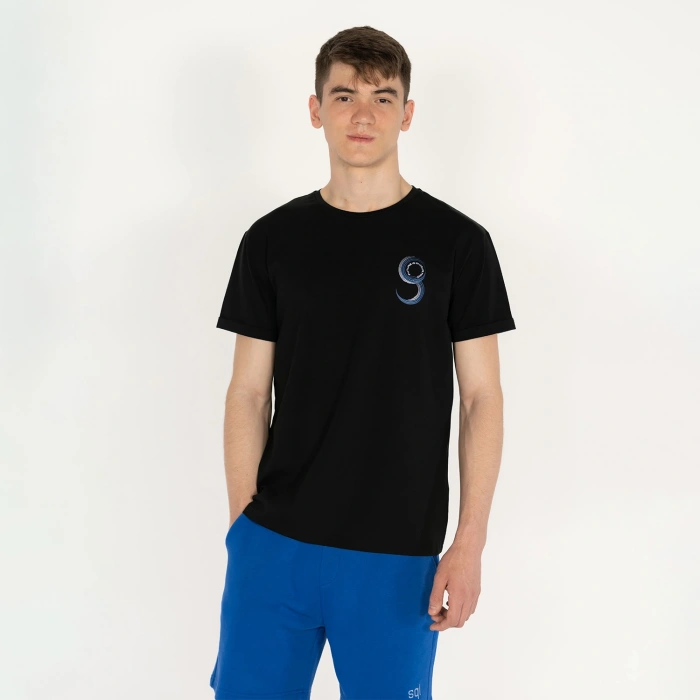 Slimfit FUTURE Baskılı Siyah Erkek T-Shirt