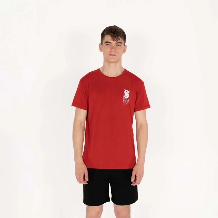 Slimfit Solverse Baskılı Erkek Kırmızı T-Shirt