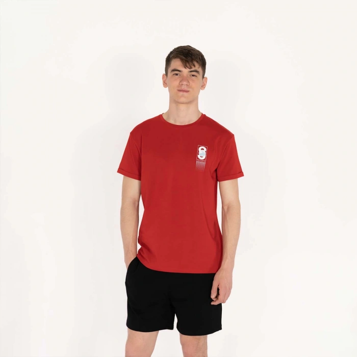 Slimfit Solverse Baskılı Erkek Kırmızı T-Shirt