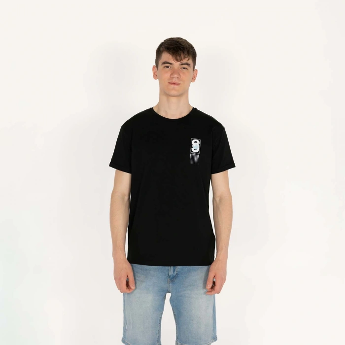 Slimfit Solverse Baskılı Erkek Siyah T-Shirt