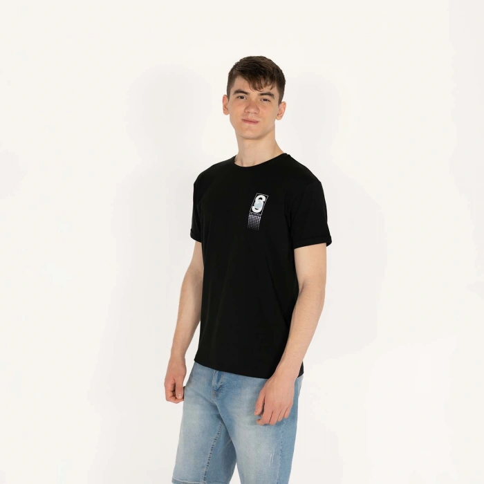 Slimfit Solverse Baskılı Erkek Siyah T-Shirt