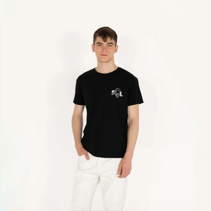 Slimfit SQL Baskılı Siyah Erkek T-Shirt