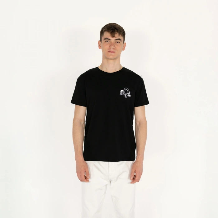 Slimfit SQL Baskılı Siyah Erkek T-Shirt