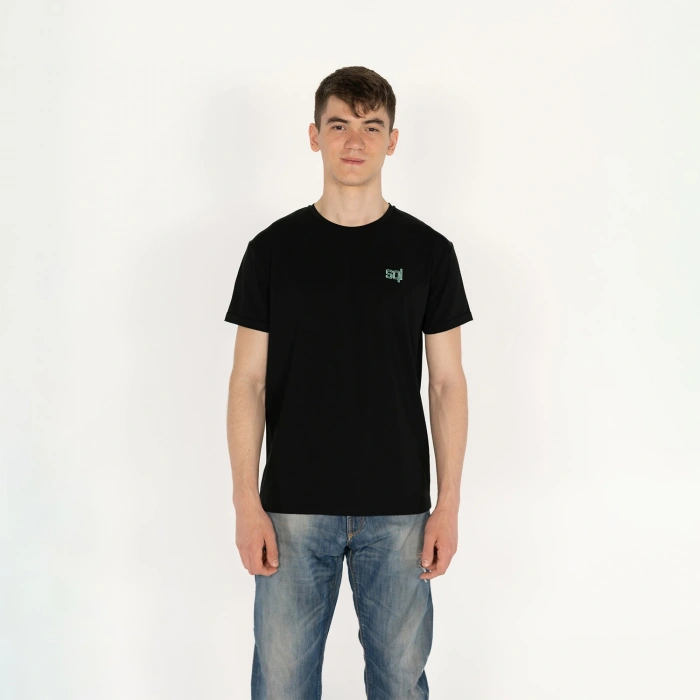 Slimfit SQL El Logo Baskılı Erkek Siyah T-Shirt