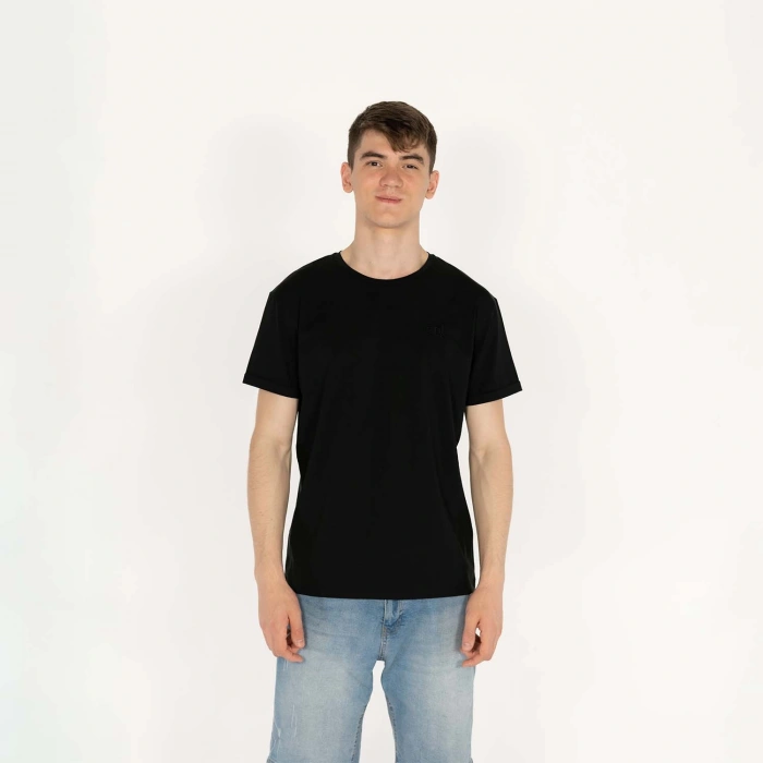 Slimfit SQL Logo Nakışlı Erkek Siyah T-Shirt