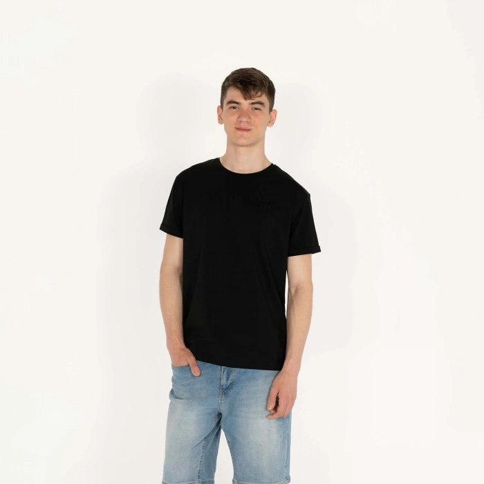 Slimfit SQL Logo Nakışlı Erkek Siyah T-Shirt