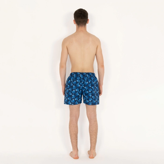 SQL El Baskılı Erkek Lacivert Deniz Şortu