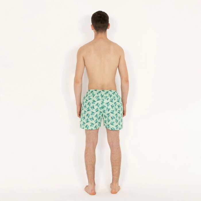 SQL El Baskılı Erkek Mint Deniz Şortu