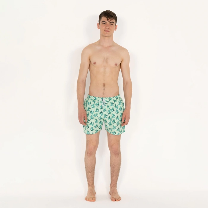 SQL El Baskılı Erkek Mint Deniz Şortu