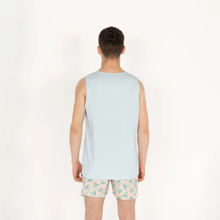 SQL El Logo Baskılı Erkek Açık Mavi Atlet