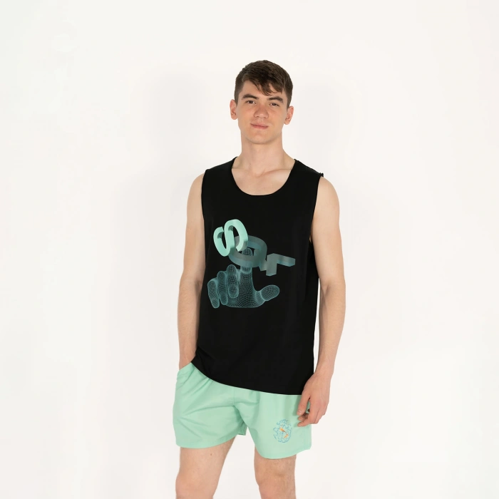 SQL El Logo Baskılı Erkek Siyah Atlet