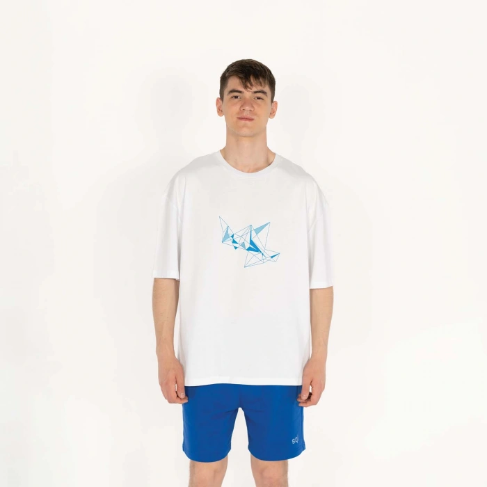 Oversized ICE-KRISTAL Unisex Beyaz T-Shirt