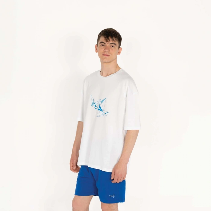 Oversized ICE-KRISTAL Unisex Beyaz T-Shirt