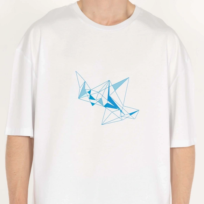 Oversized ICE-KRISTAL Unisex Beyaz T-Shirt