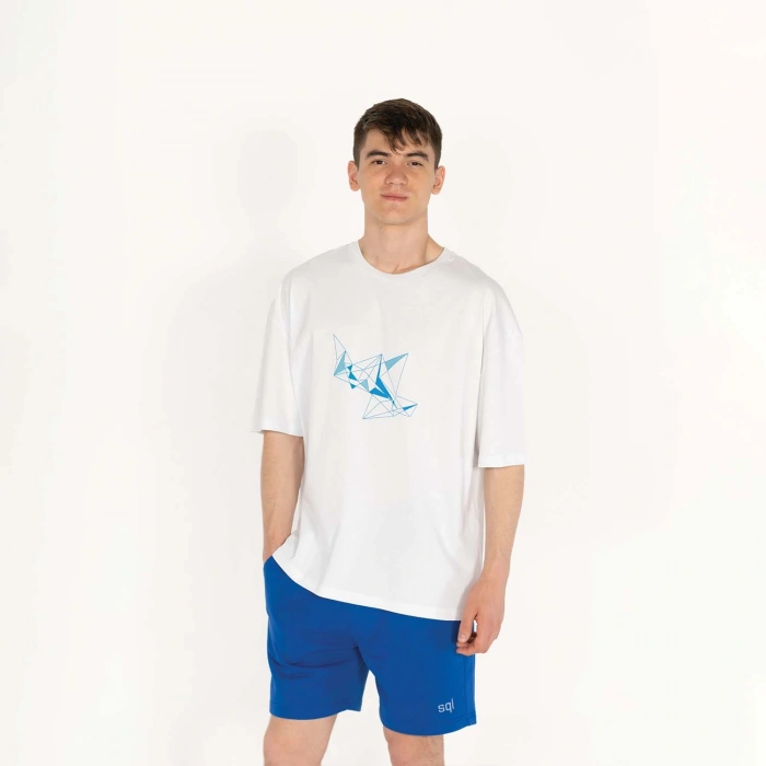 Oversized ICE-KRISTAL Unisex Beyaz T-Shirt