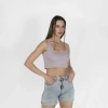 Geniş Askılı Nakışlı Kaşkorse Kadın Lila Crop