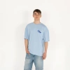 Oversized SQL Baskılı Erkek Açık Mavi T-Shirt