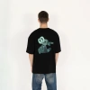 Oversized SQL Baskılı Erkek Siyah T-Shirt