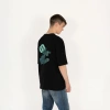 Oversized SQL Baskılı Erkek Siyah T-Shirt