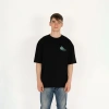 Oversized SQL Baskılı Erkek Siyah T-Shirt