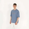 Oversized World Baskılı Erkek İndigo T-Shirt