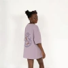Oversized World Baskılı Unisex Lila T-Shirt