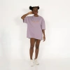 Oversized World Baskılı Unisex Lila T-Shirt