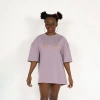 Oversized World Baskılı Unisex Lila T-Shirt