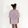 Oversized World Baskılı Unisex Lila T-Shirt