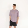 Oversized World Baskılı Unisex Lila T-Shirt