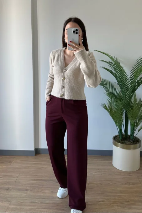 60273 V Yaka Düğmeli Hırka KOYU BEJ