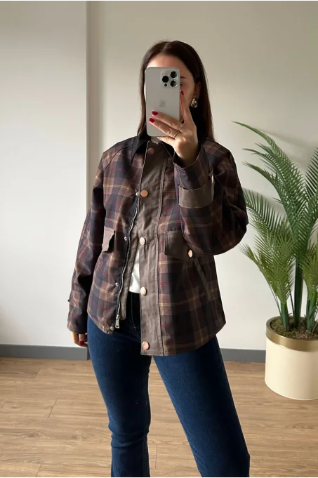 240209 Ekose Kadife Yaka Ceket HAKİ