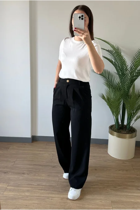 4386 Geniş Flare PaNTOLON SİYAH