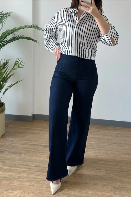 D761 Beli Lastikli Palazzo Pantolon LACİVERT