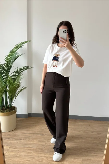 2001 Flato geniş pantolon KAHVE