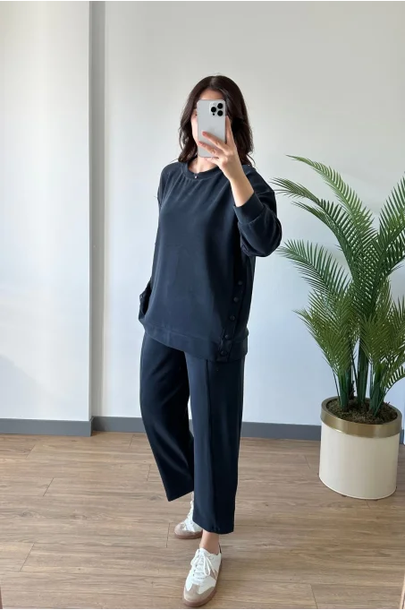 LR041 L20 Yanı Çıtçıtlı Takım ANTRASİT