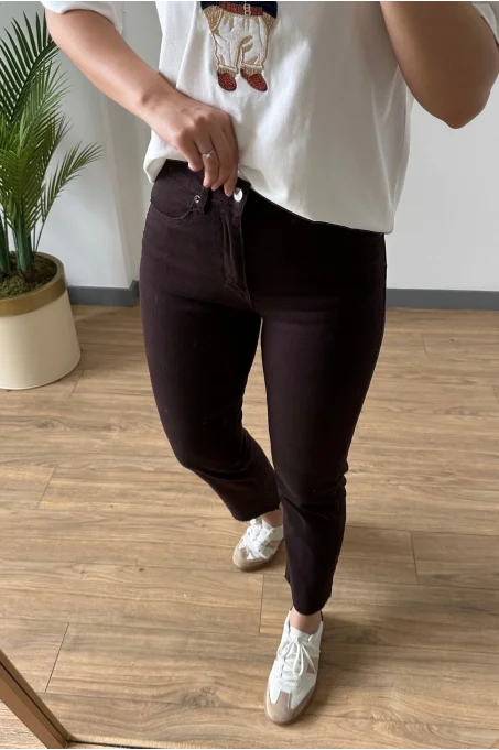 TYL Kesik Paça Boyfrend Pantolon ACI KAHVE