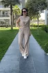 00468 Boncuk Detaylı Bluz Pantolon Takım BEJ