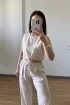 00468 Boncuk Detaylı Bluz Pantolon Takım NATUREL