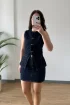 F007 250359 Sıfır Yaka Yelek Etek Takım KOYU BLUE