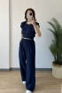 71256 Krinkıl Kumaş Bol Paça Pantolon LACİVERT