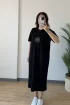 Sdt Taş Kuş Baskılı Elbise SİYAH