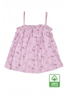 Kız Çocuk Lila İp Askılı %100 Pamuk Yazlık Kalpli Yazı Desenli Fırfırlı Bluz