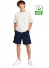 Erkek Çocuk Lacivert Palmiyeli Desenli %100 Pamuk İpli Kısa Şort