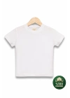 Çocuk Beyaz Tişört %100 Pamuk Basic Kısa Kollu Bisiklet Yaka Kız Erkek Unisex Yazlık T-shirt