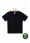 Çocuk Siyah Tişört %100 Pamuk Basic Kısa Kollu Bisiklet Yaka Kız Erkek Unisex Yazlık T-shirt