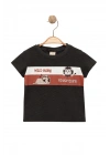 Erkek Çocuk İnce Yazlık %100 Pamuk Kısa Kollu Aslan Desenli Erkek Bebek Füme T-shirt