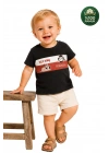Erkek Çocuk İnce Yazlık %100 Pamuk Kısa Kollu Aslan Desenli Erkek Bebek Füme T-shirt